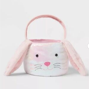 Spritz Round Sequins Bunny Easter Basket Iridescent